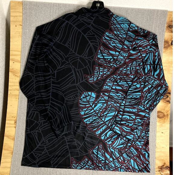 Born Hawaii Button Up Shirt Men's XXL Black/Blue Tribal All Around Print Party - Picture 7 of 12